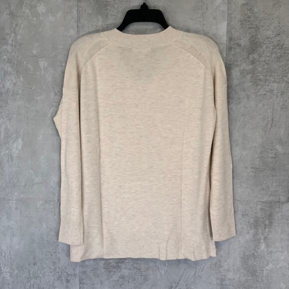 CHELSEA28 Beige Oatmeal Light Heather V-Neck Pullover Sweater SZ XXS - Picture 2 of 9